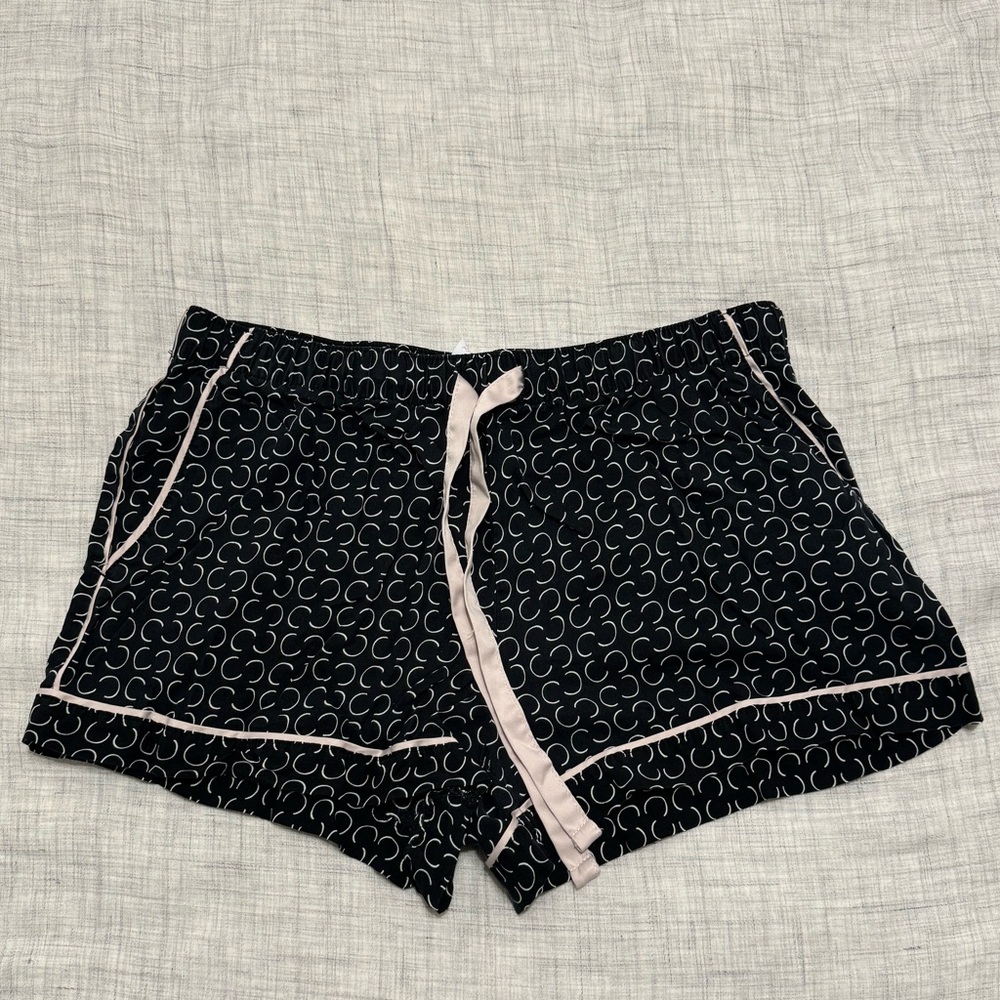 Stars Above Black PJ Shorts With Pink Drawstring